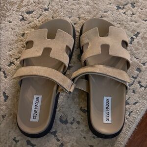 Steve Madden Beige Slide Sandals